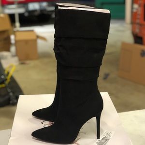 Jessica Simpson black suede heeled boots new